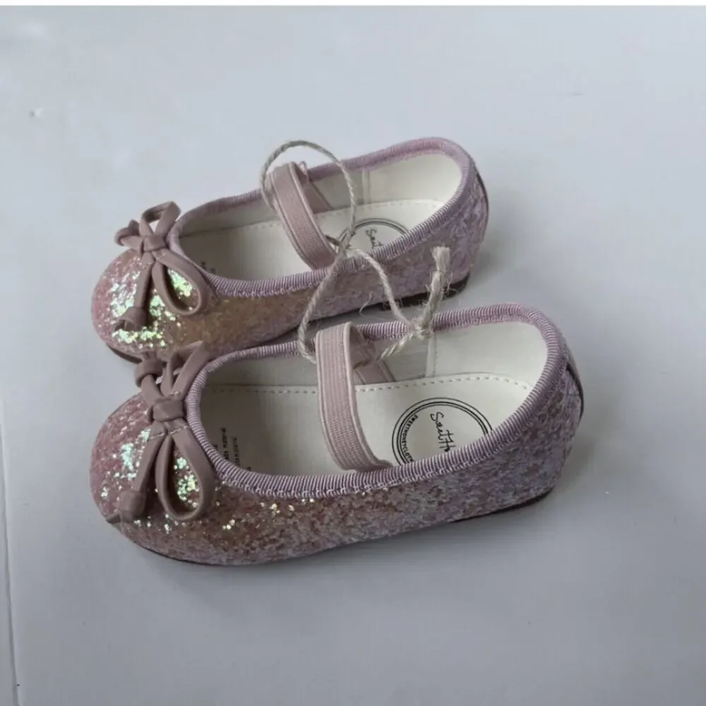 NWT SweetHoney Small Bow Glitter Ballet Flats Size 5